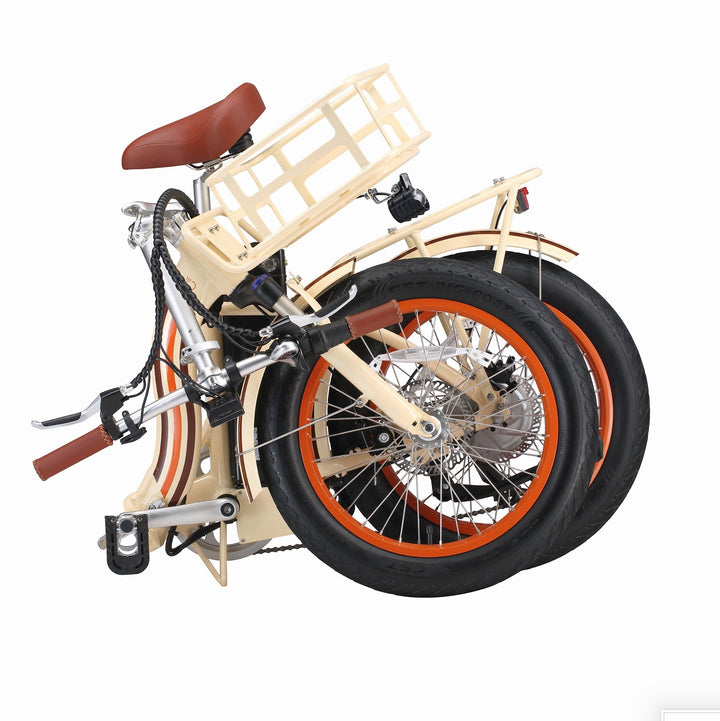 Sixthreezero All-Terrain Zip n' Fold 750W Fat Tire Electric Bike Folding Electric Bikes Cream 28
