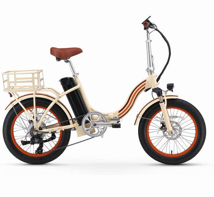 Sixthreezero All-Terrain Zip n' Fold 750W Fat Tire Electric Bike Folding Electric Bikes Cream 19