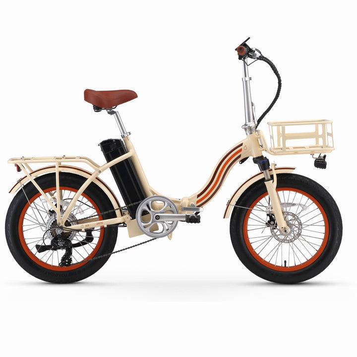 Sixthreezero All-Terrain Zip n' Fold 750W Fat Tire Electric Bike Folding Electric Bikes Cream 22