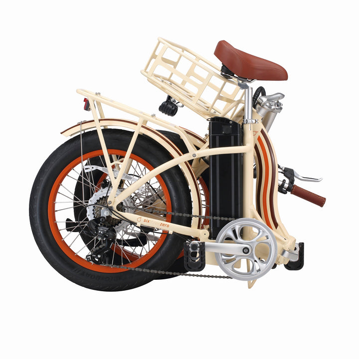 Sixthreezero All-Terrain Zip n' Fold 750W Fat Tire Electric Bike Folding Electric Bikes Cream 25