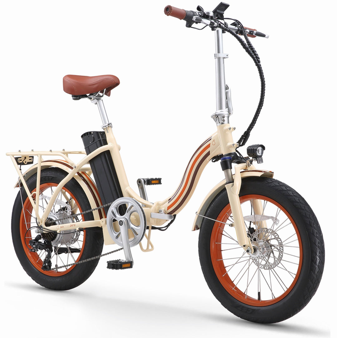 Sixthreezero All-Terrain Zip n' Fold 750W Fat Tire Electric Bike Folding Electric Bikes Cream 20