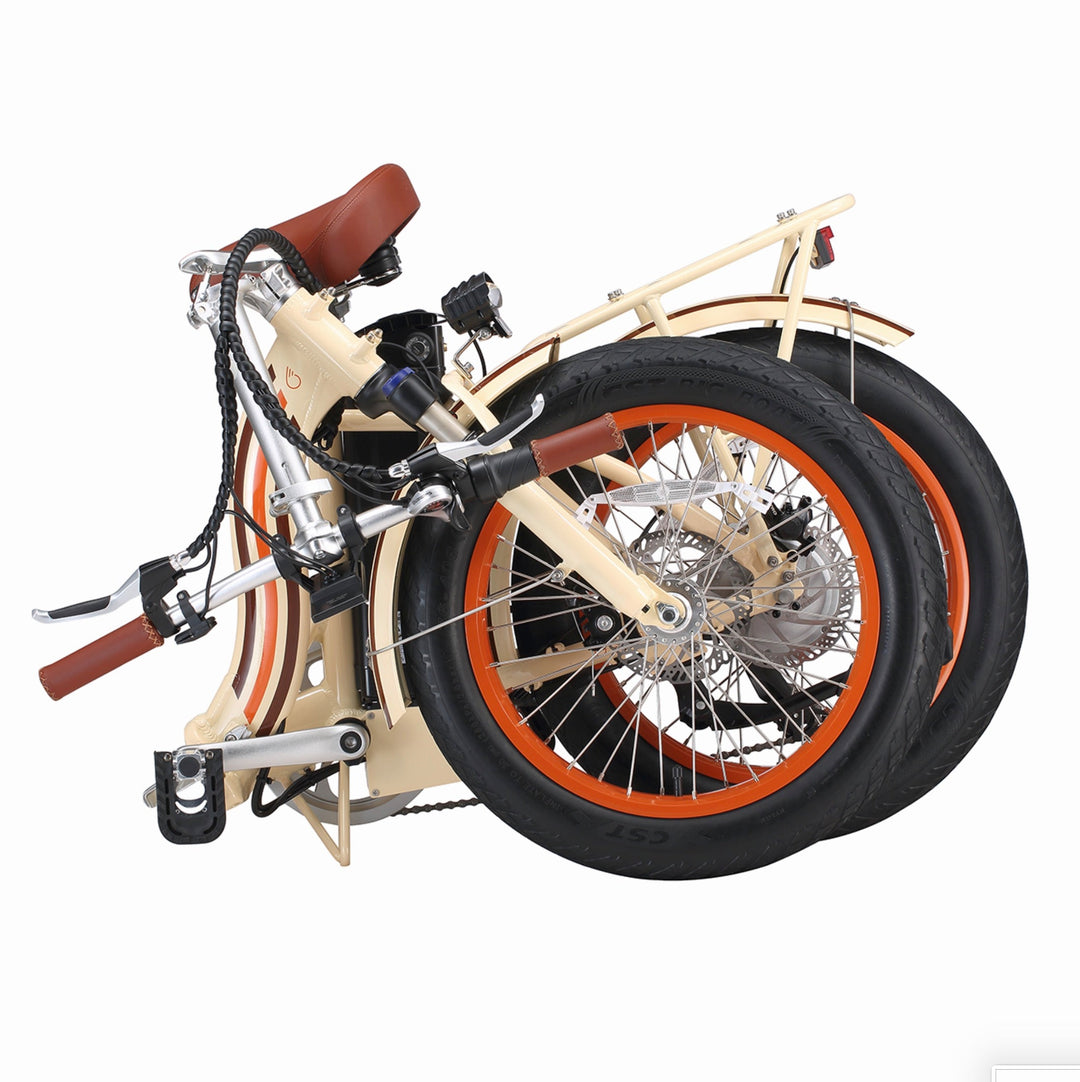 Sixthreezero All-Terrain Zip n' Fold 750W Fat Tire Electric Bike Folding Electric Bikes Cream 27