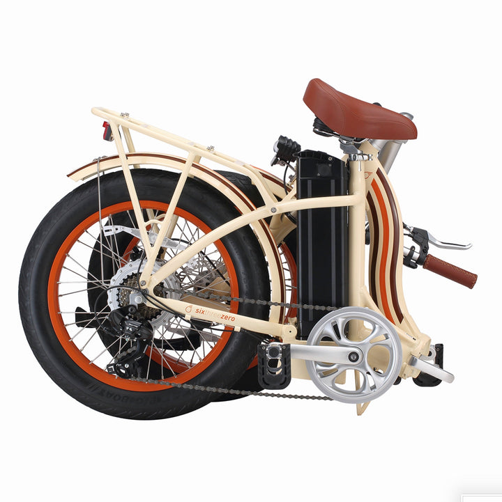 Sixthreezero All-Terrain Zip n' Fold 750W Fat Tire Electric Bike Folding Electric Bikes Cream 26