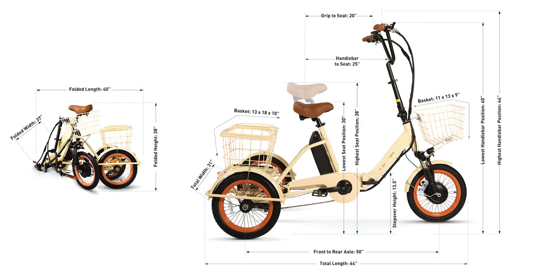 Sixthreezero Easy Transit 750W Fat Tire Electric Trike Folding Electric Trikes 10