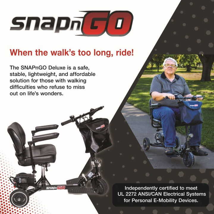 SNAPnGO Deluxe Edition Mobility Scooter – Lightweight, FAA Approved, 13-Mile Range 3 Wheel Mobility Scooters 11