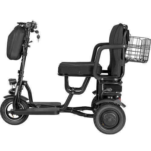 MotoTec| Folding Mobility Electric Trike 48v 700w Dual Motor Lithium Black