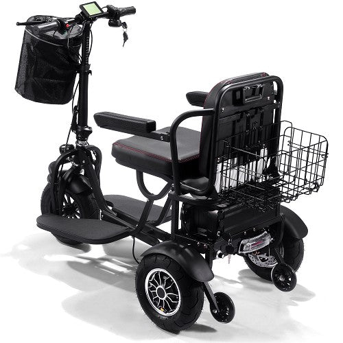 MotoTec| Folding Mobility Electric Trike 48v 1000w Dual Motor Lithium Black