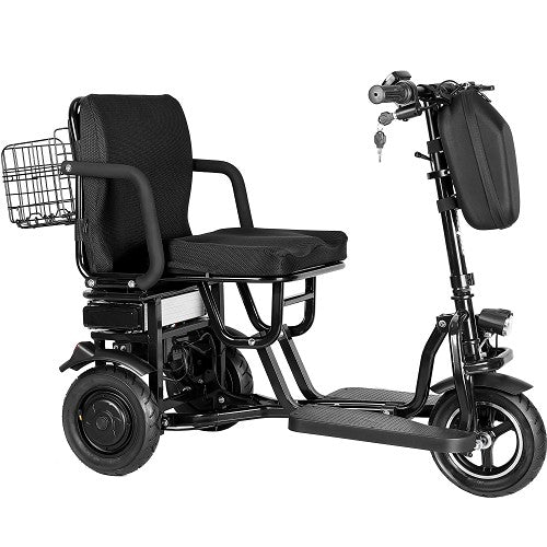 MotoTec| Folding Mobility Electric Trike 48v 700w Dual Motor Lithium Black