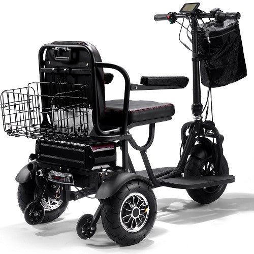 MotoTec| Folding Mobility Electric Trike 48v 1000w Dual Motor Lithium Black