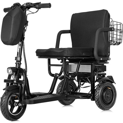 MotoTec| Folding Mobility Electric Trike 48v 700w Dual Motor Lithium Black