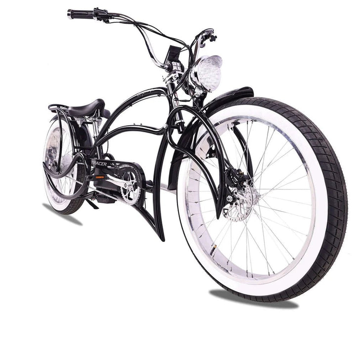 Tracer Beyond Pro 800W 26" Classic Stretch Chopper Tracer Stretch Electric Cruiser Bikes Black(1000w) 17