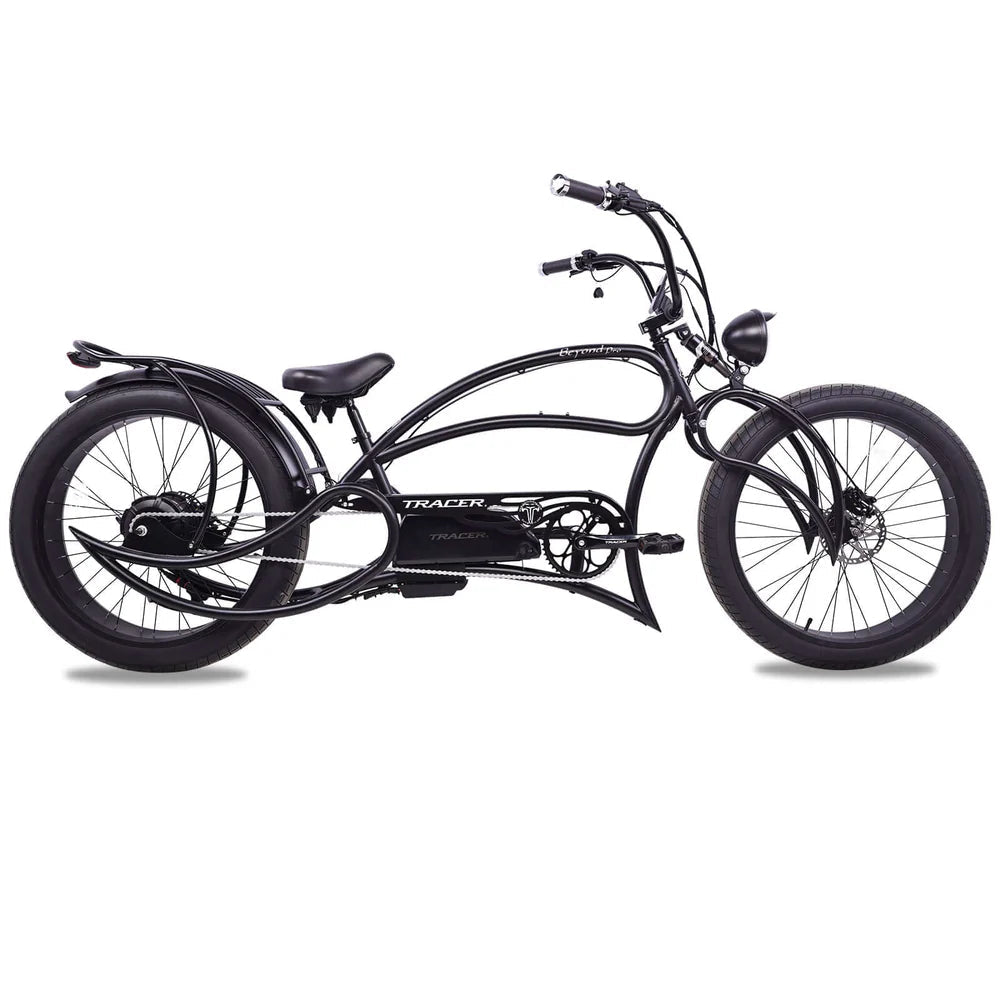 Tracer Beyond Pro 800W 26" Classic Stretch Chopper Tracer Stretch Electric Cruiser Bikes Matte Black/Polish (1000w) 10