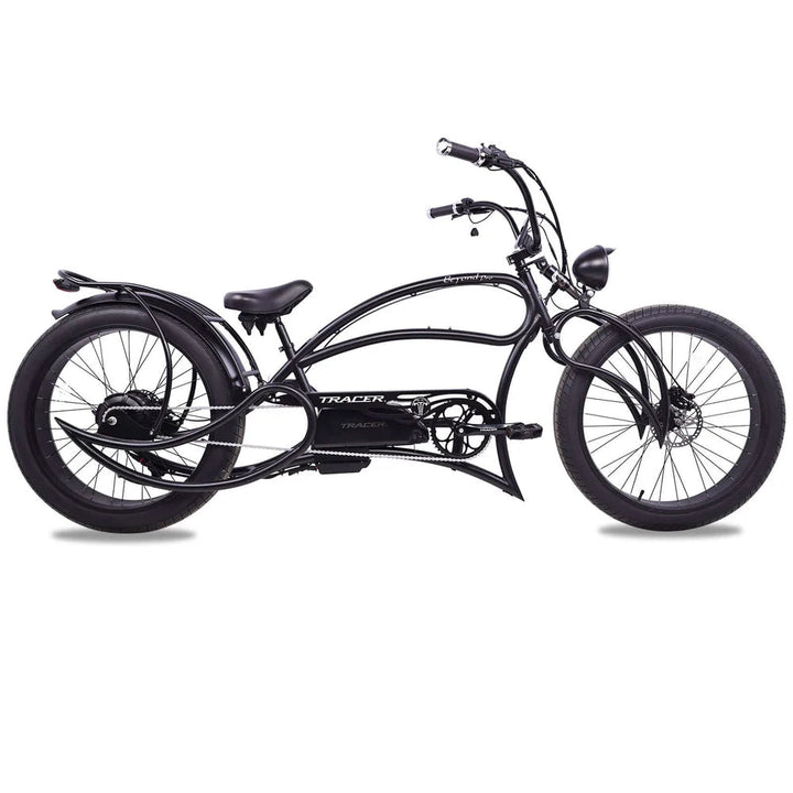 Tracer Beyond Pro 800W 26" Classic Stretch Chopper Tracer Stretch Electric Cruiser Bikes Matte Black/Polish (1000w) 10