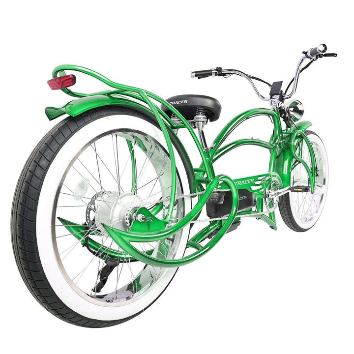 Tracer Beyond Pro 800W 26" Classic Stretch Chopper Tracer Stretch Electric Cruiser Bikes Matte Black/Polish (1000w) 13