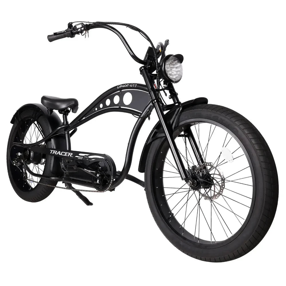 Tracer Chico GT7 750W Stretch Cruiser Tracer Chopper Cruiser Electric Bikes Blue 3