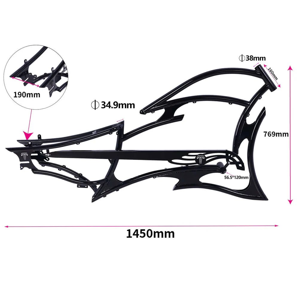 Tracer FM-RAIDER-7 26" Stretch Cruiser Bikes Steel Frame Tracer Batteries & Accessories White 14