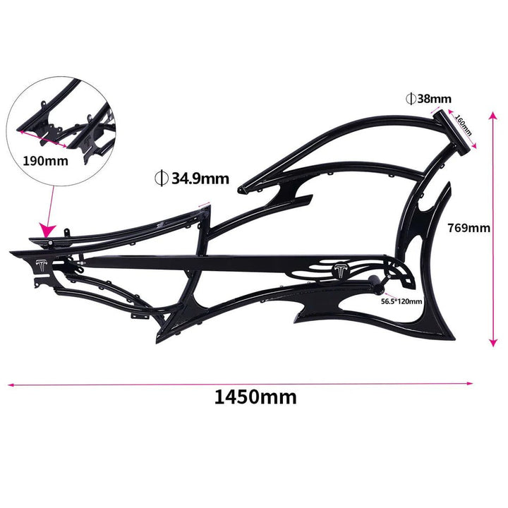 Tracer FM-RAIDER-7 26" Stretch Cruiser Bikes Steel Frame Tracer Batteries & Accessories White 14