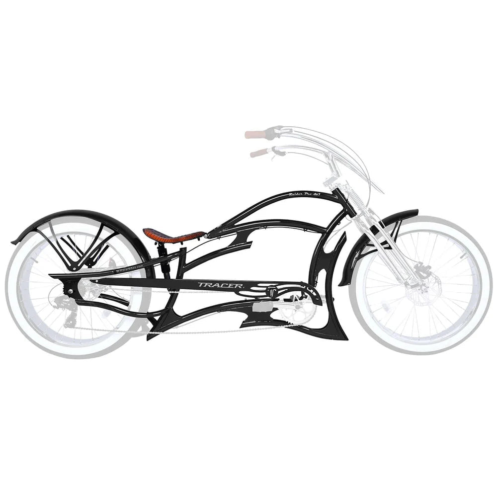 Tracer FM-RAIDER-7 26" Stretch Cruiser Bikes Steel Frame Tracer Batteries & Accessories Black 1