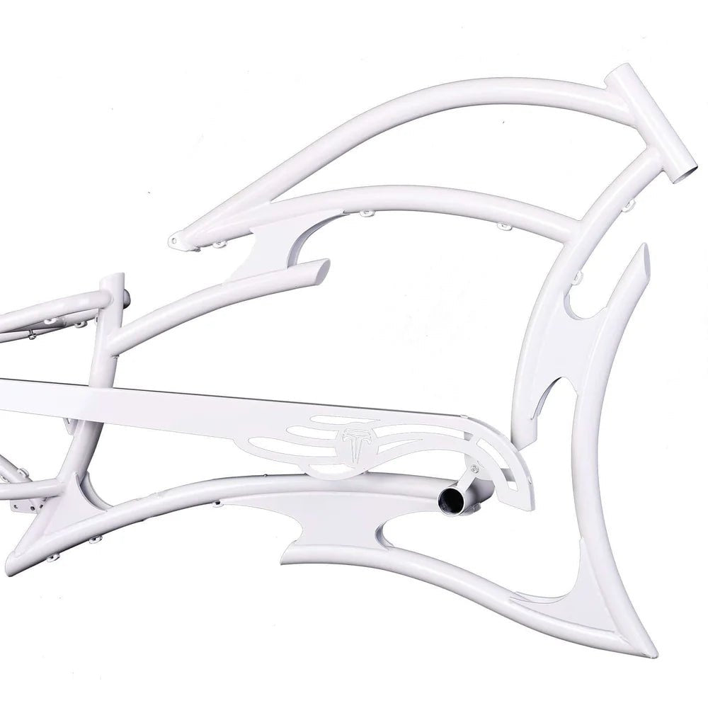 Tracer FM-RAIDER-7 26" Stretch Cruiser Bikes Steel Frame Tracer Batteries & Accessories White 34