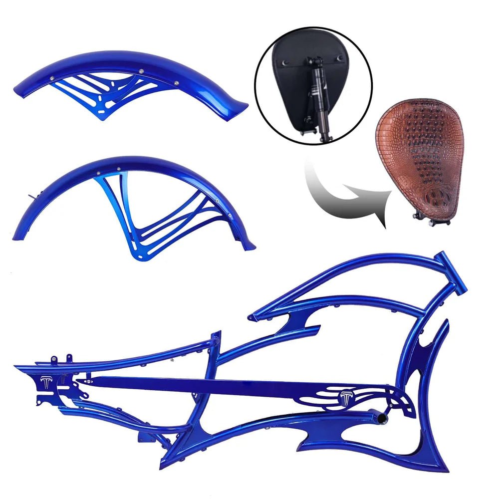 Tracer FM-RAIDER-7 26" Stretch Cruiser Bikes Steel Frame Tracer Batteries & Accessories Blue 2