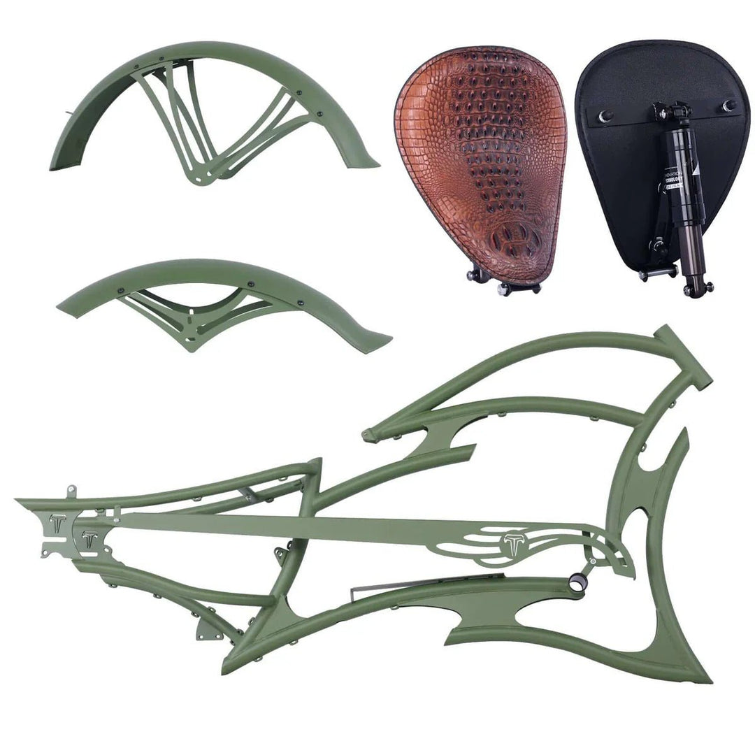 Tracer FM-RAPTOR Ebike Frame 26inch Stretch Chopper for Single Speed/7 Speed Tracer Batteries & Accessories Clear 5
