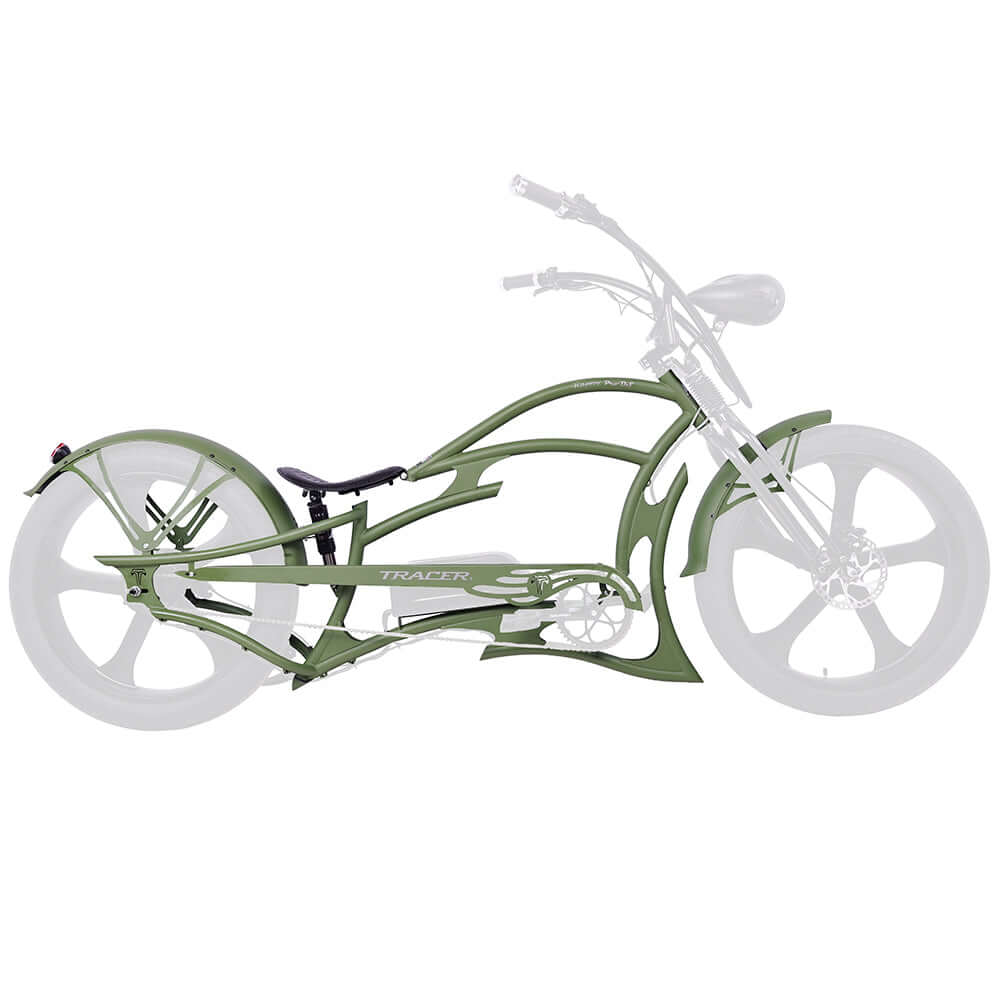 Tracer FM-RAPTOR Ebike Frame 26inch Stretch Chopper for Single Speed/7 Speed Tracer Batteries & Accessories Army Green 1