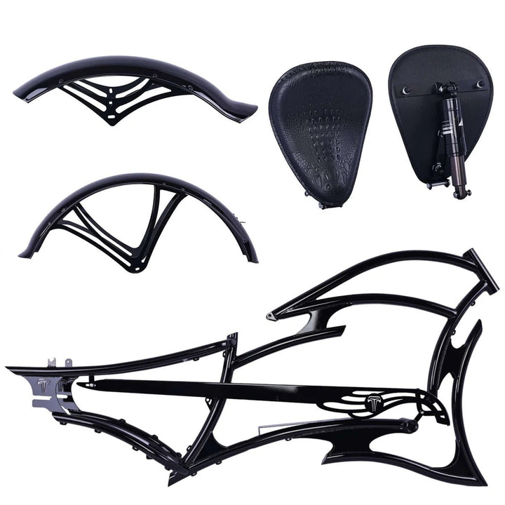Tracer FM-RAPTOR Ebike Frame 26inch Stretch Chopper for Single Speed/7 Speed Tracer Batteries & Accessories Clear 76