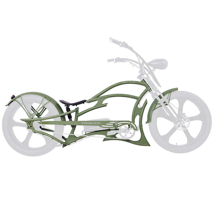 Tracer FM-RAPTOR Ebike Frame 26inch Stretch Chopper for Single Speed/7 Speed Tracer Batteries & Accessories Army Green 2