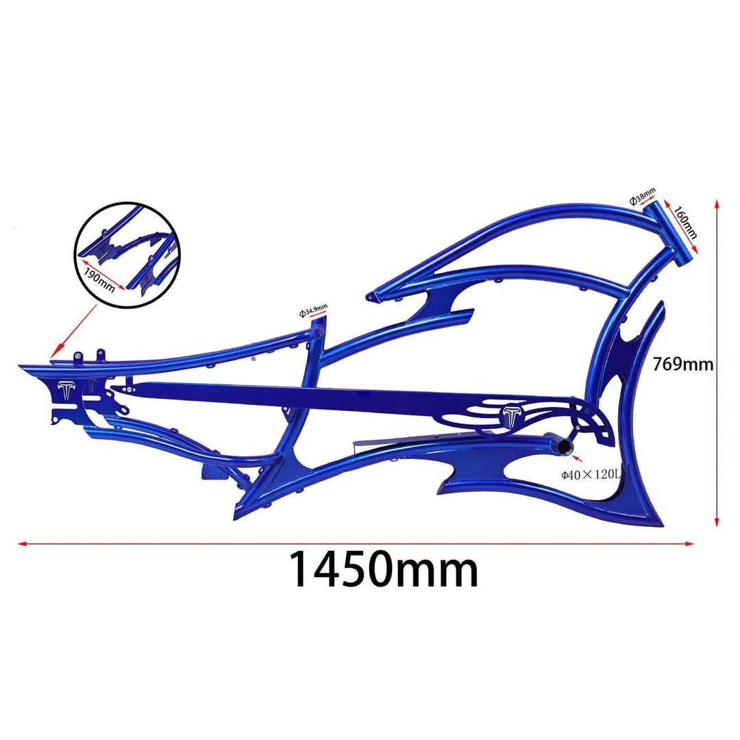 Tracer FM-RAPTOR Ebike Frame 26inch Stretch Chopper for Single Speed/7 Speed Tracer Batteries & Accessories Clear 19
