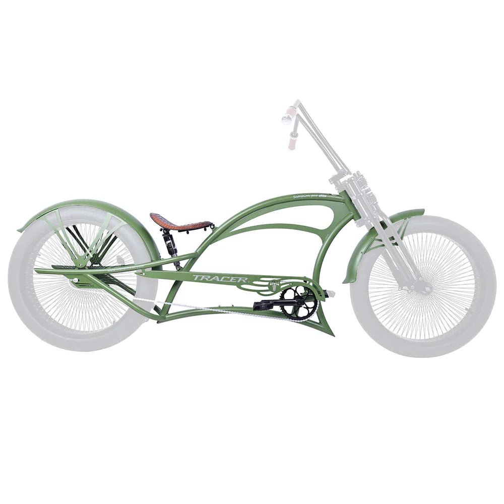 Tracer FM-Scorpion Pro DTS 26" Stretch Chopper Cruiser Over Size Steel Frame Tracer Batteries & Accessories Army Green 2