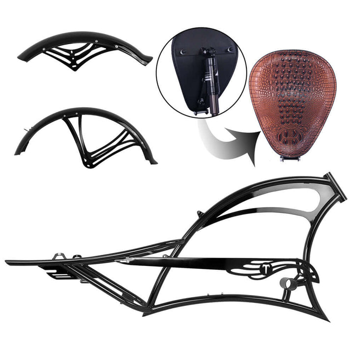 Tracer FM-Scorpion Pro DTS 26" Stretch Chopper Cruiser Over Size Steel Frame Tracer Batteries & Accessories Black 3