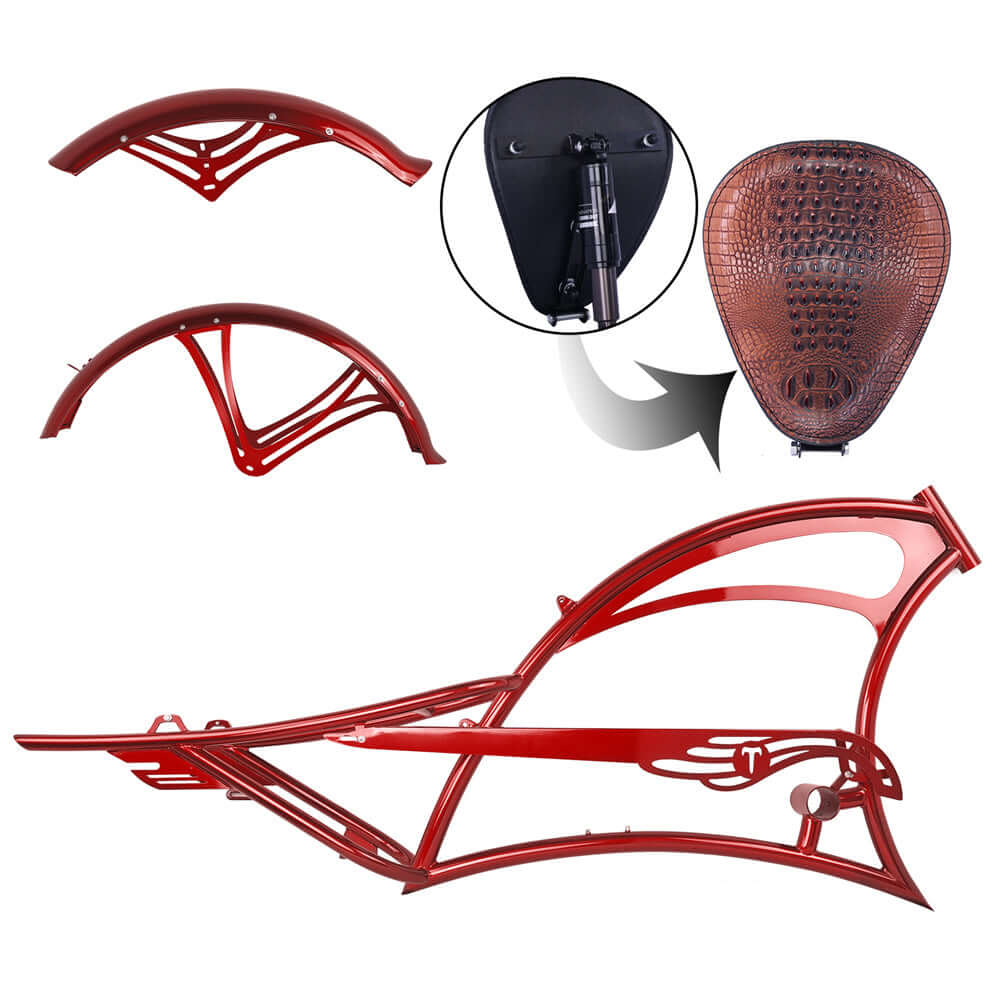Tracer FM-Scorpion Pro DTS 26" Stretch Chopper Cruiser Over Size Steel Frame Tracer Batteries & Accessories Red 1