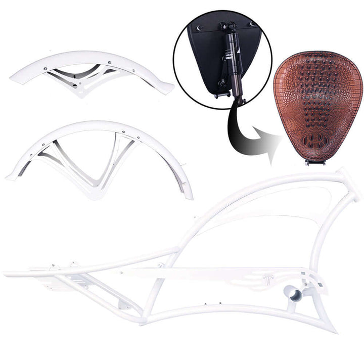 Tracer FM-Scorpion Pro DTS 26" Stretch Chopper Cruiser Over Size Steel Frame Tracer Batteries & Accessories White 4