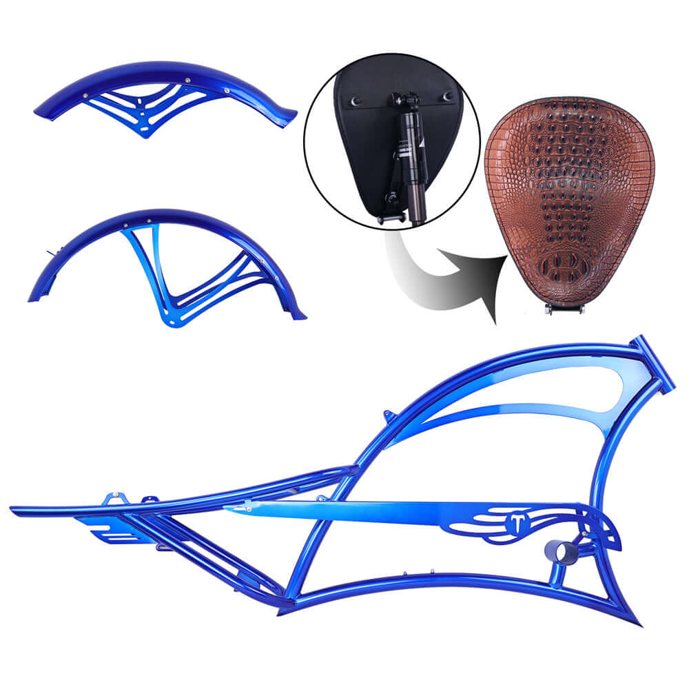 Tracer FM-Scorpion Pro DTS 26" Stretch Chopper Cruiser Over Size Steel Frame Tracer Batteries & Accessories Blue 5