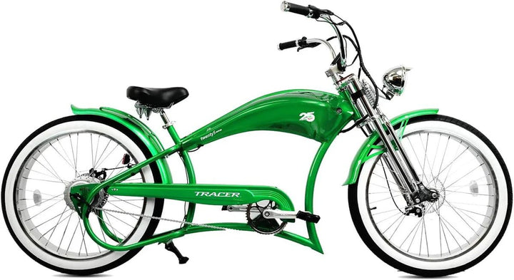 Tracer FM-Twenty5 E-Bike 26" Stretch Cruiser Steel Frame and Chain Guard for 26" x3.0, 4.0 Tire Tracer Batteries & Accessories White 17