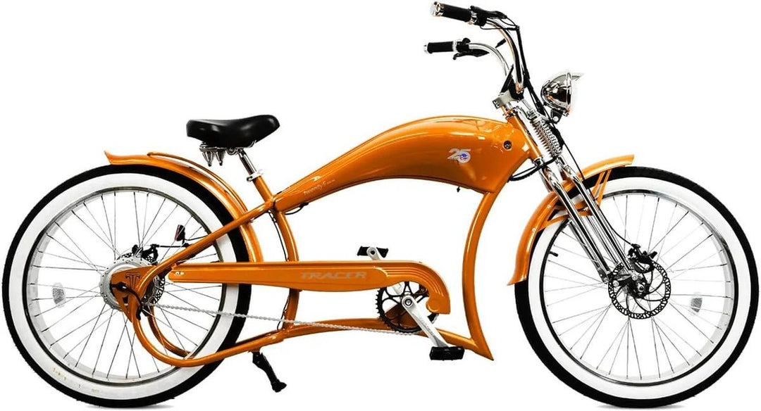 Tracer FM-Twenty5 E-Bike 26" Stretch Cruiser Steel Frame and Chain Guard for 26" x3.0, 4.0 Tire Tracer Batteries & Accessories White 16