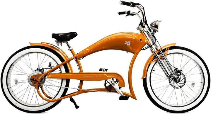 Tracer FM-Twenty5 E-Bike 26" Stretch Cruiser Steel Frame and Chain Guard for 26" x3.0, 4.0 Tire Tracer Batteries & Accessories White 16