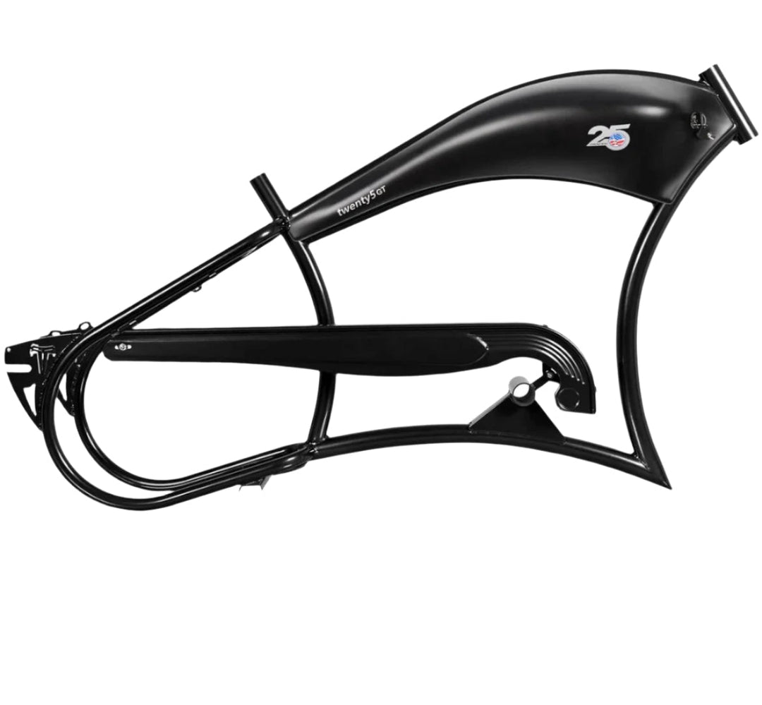 Tracer FM-Twenty5 E-Bike 26" Stretch Cruiser Steel Frame and Chain Guard for 26" x3.0, 4.0 Tire Tracer Batteries & Accessories Matte Black 1