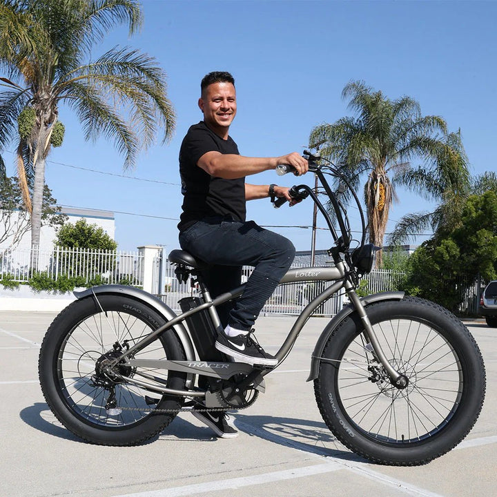 Tracer Loiter 26" 48V 800W Cruiser E-Bike Tracer Cruiser Electric Bikes Matte Black-Step-Thru Frame 26