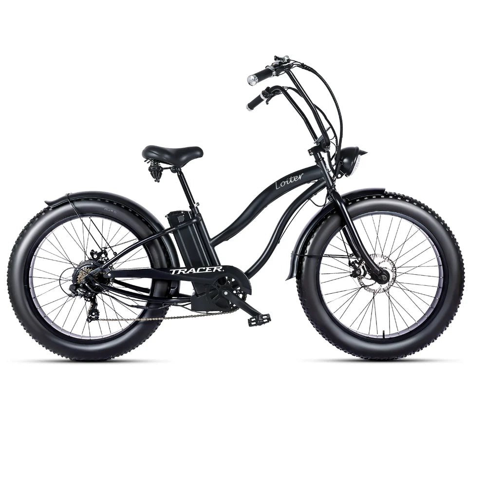 Tracer Loiter 26" 48V 800W Cruiser E-Bike Tracer Cruiser Electric Bikes Matte Black-Step-Thru Frame 13
