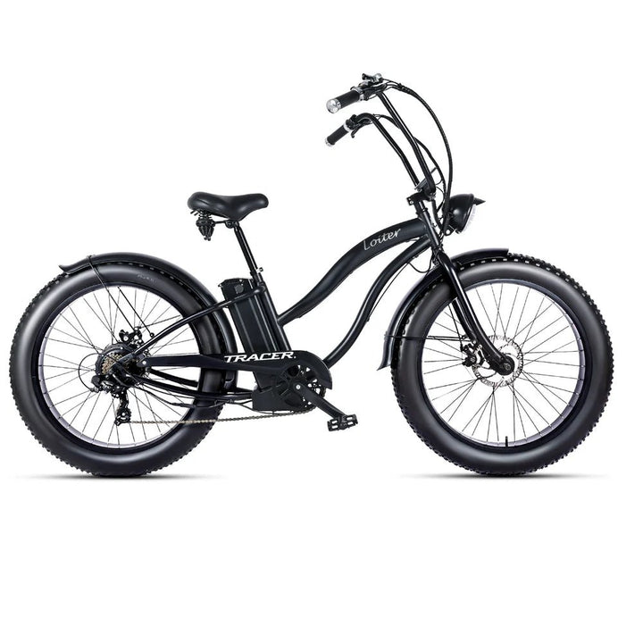 Tracer Loiter 26" 48V 800W Cruiser E-Bike Tracer Cruiser Electric Bikes Matte Black-Step-Thru Frame 13