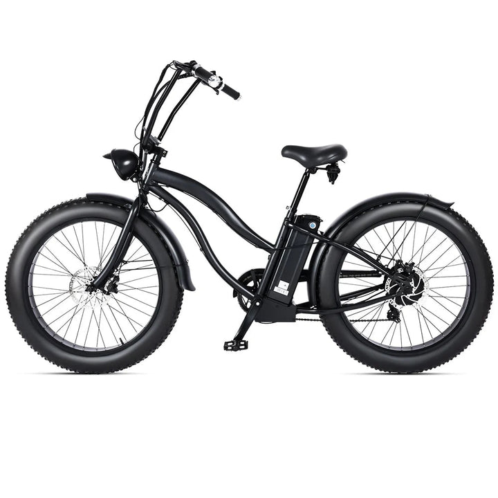 Tracer Loiter 26" 48V 800W Cruiser E-Bike Tracer Cruiser Electric Bikes Matte Black-Step-Thru Frame 14