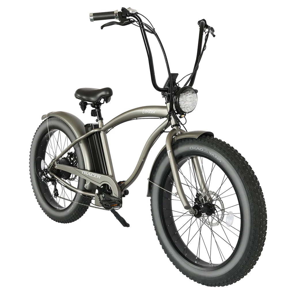 Tracer Loiter 26" 48V 800W Cruiser E-Bike Tracer Cruiser Electric Bikes Matte Grey-Step-Over Frame 10
