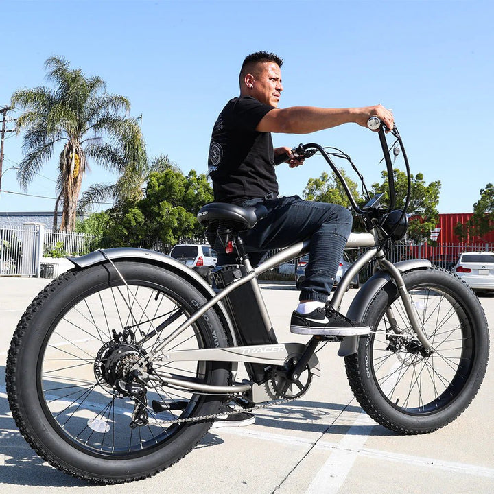 Tracer Loiter 26" 48V 800W Cruiser E-Bike Tracer Cruiser Electric Bikes Matte Black-Step-Thru Frame 27