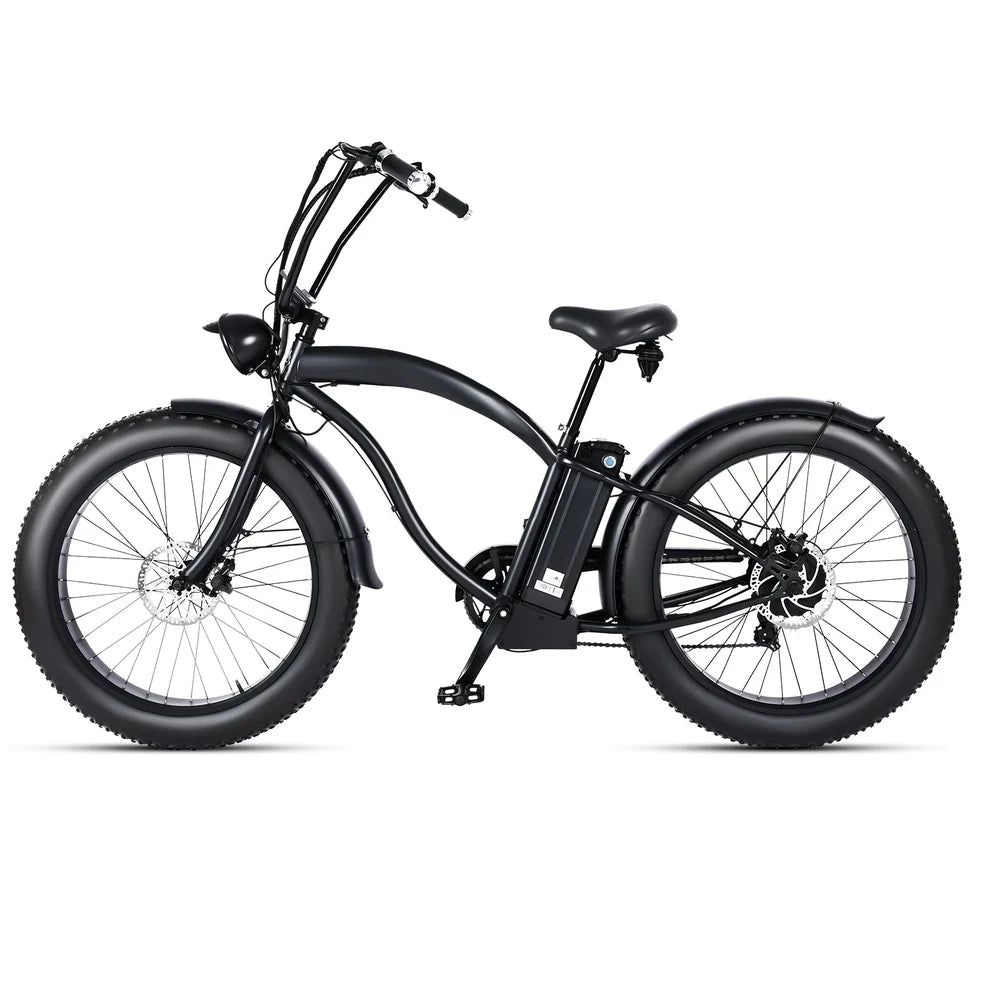 Tracer Loiter 26" 48V 800W Cruiser E-Bike Tracer Cruiser Electric Bikes Matte Black-Step-Thru Frame 15