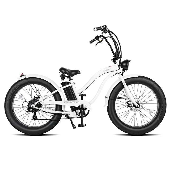 Tracer Loiter 26" 48V 800W Electric Cruiser Bike Cruiser Electric Bikes F-White- Step Thru Frame 1