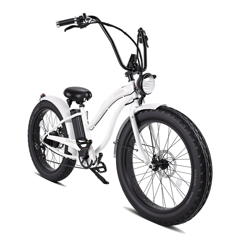 Tracer Loiter 26" 48V 800W Electric Cruiser Bike Cruiser Electric Bikes F-White- Step Thru Frame 2