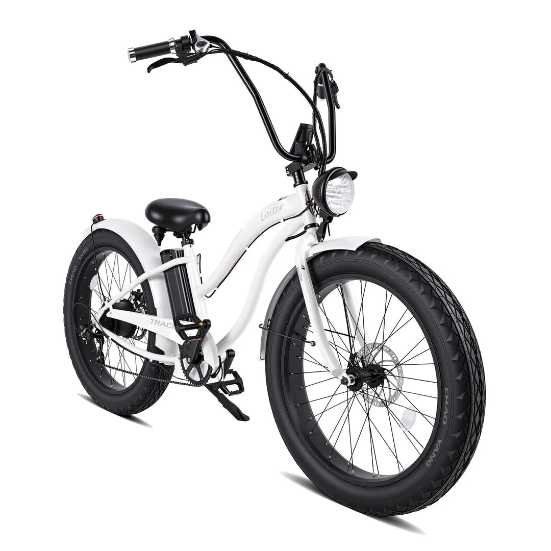 Tracer Loiter 26" 48V 800W Electric Cruiser Bike Cruiser Electric Bikes F-White- Step Thru Frame 2