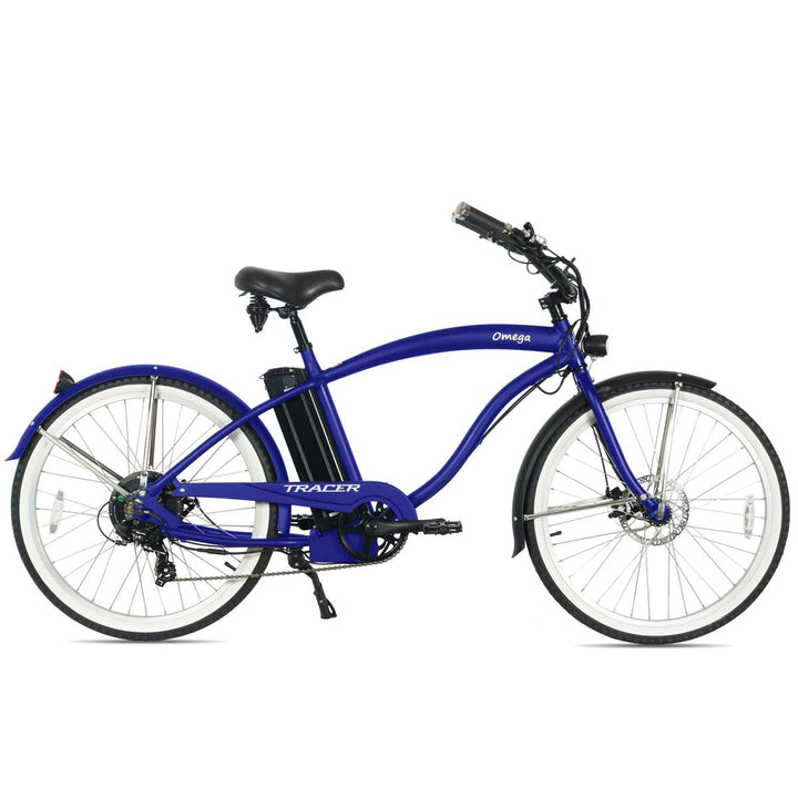 Tracer OMEGA 500W 26" 7 Speed Electric Beach Cruiser Bike for Men Tracer Cruiser Electric Bikes Blue 2