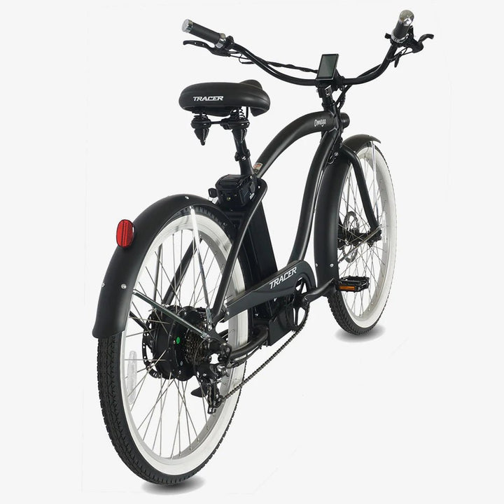 Tracer OMEGA 500W 26" 7 Speed Electric Beach Cruiser Bike for Men Tracer Cruiser Electric Bikes Matte Black 7
